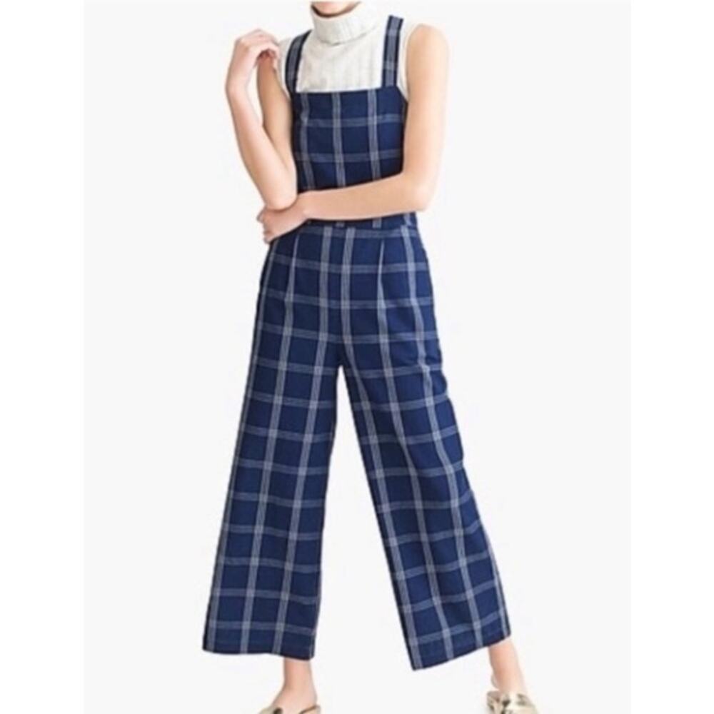 J. Crew Windowpane Cross-Back Jumper Size 2 in Blue & White Cottage Core - Picture 15 of 15
